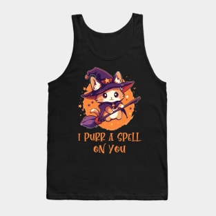 Funny Cat Pun Witch Spell Graphic Men Kids Women Halloween Tank Top